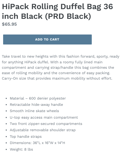DUFFEL BAG FOR CHECK-IN