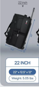 DUFFEL BAG CARRY-ON - EXTRA LARGE - ADULTS